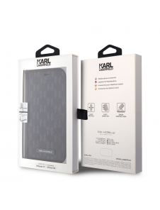 Karl Lagerfeld PU Saffiano Monogram Bokfodral för iPhone 11 Svart