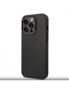 Karl Lagerfeld PU Läder Perforerad Logotypfodral för iPhone 14 Pro Max Svart