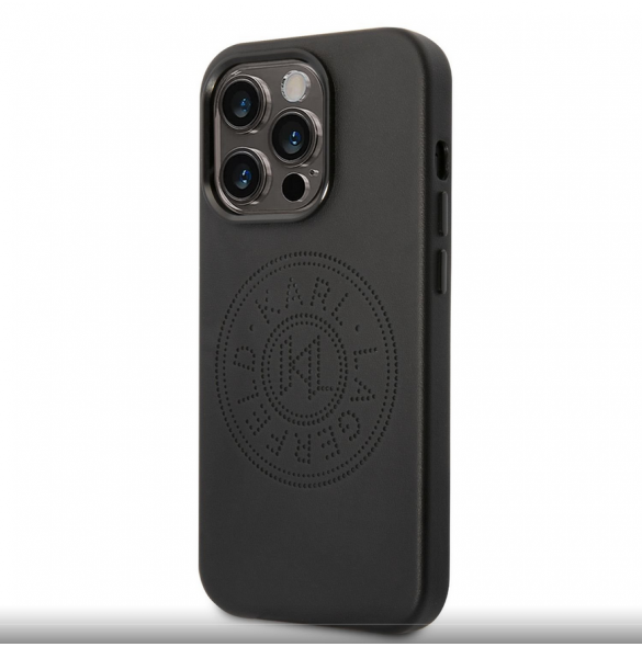 Karl Lagerfeld PU Läder Perforerad Logotypfodral för iPhone 14 Pro Max Svart
