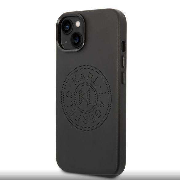 Karl Lagerfeld PU Läder Perforerad Logotypfodral för iPhone 14 Plus Svart