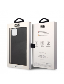 Karl Lagerfeld PU Läder Perforerad Logotypfodral för iPhone 14 Plus Svart