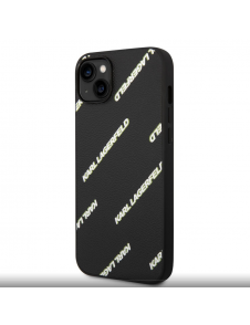 Karl Lagerfeld PU-kornigt läder Logomania-fodral till iPhone 14 Plus Svart