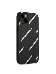 Karl Lagerfeld PU-kornigt läder Logomania-fodral till iPhone 14 Plus Svart