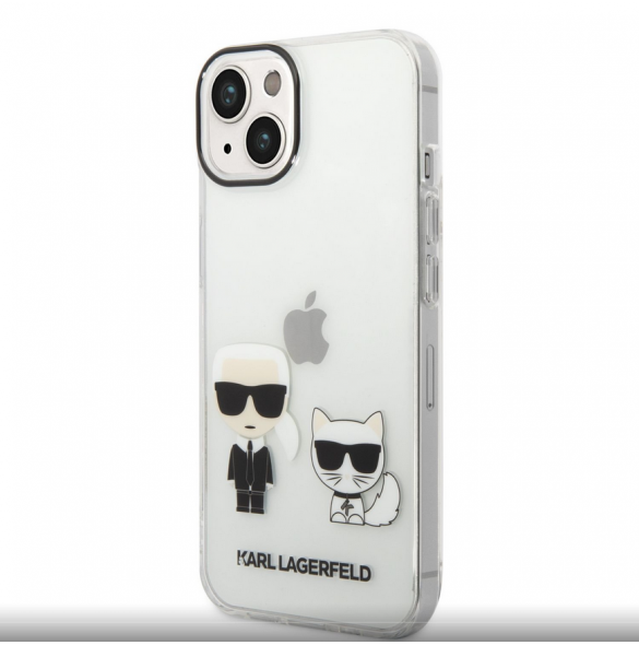 Karl Lagerfeld PC/TPU Ikonik Karl och Choupette Fodral till iPhone 14 Plus Transparent