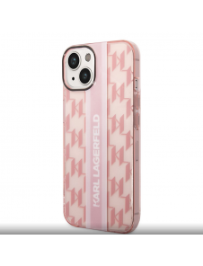 Karl Lagerfeld Monogram Vertical Stripe Fodral för iPhone 14 Plus Rosa