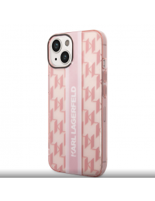 Karl Lagerfeld Monogram Vertical Stripe Fodral för iPhone 14 Plus Rosa