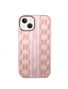 Karl Lagerfeld Monogram Vertical Stripe Fodral för iPhone 14 Plus Rosa
