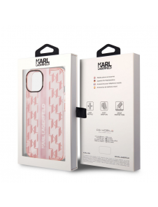 Karl Lagerfeld Monogram Vertical Stripe Fodral för iPhone 14 Plus Rosa