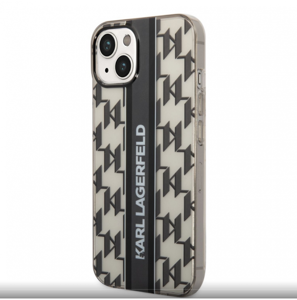 Karl Lagerfeld Monogram Vertical Stripe Fodral för iPhone 14 Plus Svart