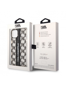 Karl Lagerfeld Monogram Vertical Stripe Fodral för iPhone 14 Plus Svart