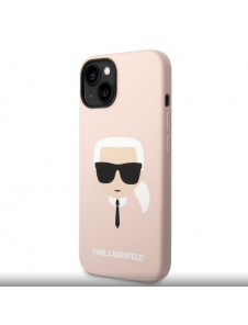 Karl Lagerfeld MagSafe-kompatibelt fodral Flytande silikon Karl Head för iPhone 14 Plus Rosa