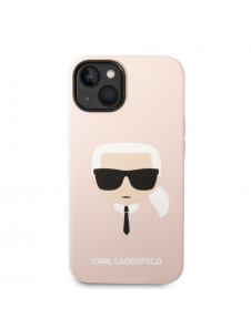 Karl Lagerfeld MagSafe-kompatibelt fodral Flytande silikon Karl Head för iPhone 14 Plus Rosa
