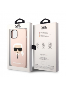 Karl Lagerfeld MagSafe-kompatibelt fodral Flytande silikon Karl Head för iPhone 14 Plus Rosa