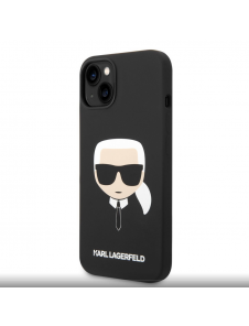 Karl Lagerfeld MagSafe-kompatibelt fodral Flytande silikon Karl Head för iPhone 14 Plus Svart