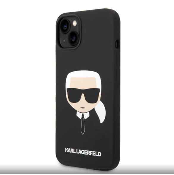 Karl Lagerfeld MagSafe-kompatibelt fodral Flytande silikon Karl Head för iPhone 14 Plus Svart