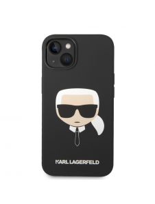 Karl Lagerfeld MagSafe-kompatibelt fodral Flytande silikon Karl Head för iPhone 14 Plus Svart