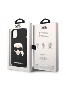 Karl Lagerfeld MagSafe-kompatibelt fodral Flytande silikon Karl Head för iPhone 14 Plus Svart