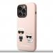 Karl Lagerfeld MagSafe-kompatibelt fodral flytande silikon Karl och Choupette för iPhone 14 Pro Max Rosa