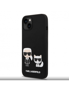 Karl Lagerfeld MagSafe-kompatibelt fodral flytande silikon Karl och Choupette för iPhone 14 Plus svart