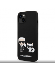 Karl Lagerfeld MagSafe-kompatibelt fodral flytande silikon Karl och Choupette för iPhone 14 Plus svart