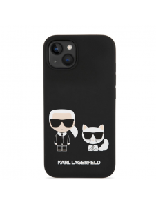 Karl Lagerfeld MagSafe-kompatibelt fodral flytande silikon Karl och Choupette för iPhone 14 Plus svart