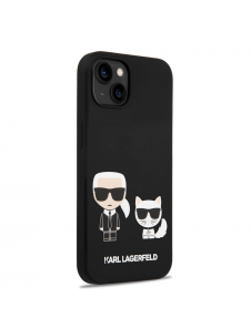 Karl Lagerfeld MagSafe-kompatibelt fodral flytande silikon Karl och Choupette för iPhone 14 Plus svart