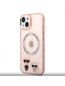 Karl Lagerfeld MagSafe-kompatibelt fodral Karl och Choupette för iPhone 14 Plus Rosa