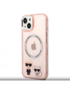 Karl Lagerfeld MagSafe-kompatibelt fodral Karl och Choupette för iPhone 14 Plus Rosa
