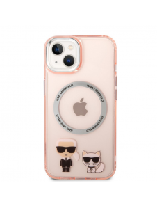 Karl Lagerfeld MagSafe-kompatibelt fodral Karl och Choupette för iPhone 14 Plus Rosa