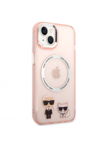 Karl Lagerfeld MagSafe-kompatibelt fodral Karl och Choupette för iPhone 14 Plus Rosa