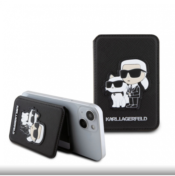 Karl Lagerfeld MagSafe Cardslot Stand Karl och Choupette Svart