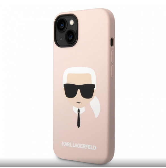 Karl Lagerfeld Flytande Silikon Karl Head Fodral till iPhone 14 Plus Rosa