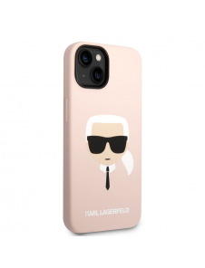 Karl Lagerfeld Flytande Silikon Karl Head Fodral till iPhone 14 Plus Rosa