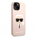 Karl Lagerfeld Flytande Silikon Karl Head Fodral till iPhone 14 Plus Rosa