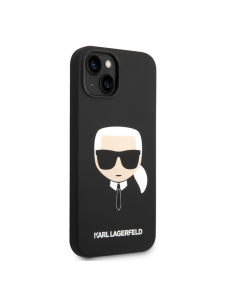 Karl Lagerfeld Flytande Silikon Karl Head-fodral till iPhone 14 Plus Svart