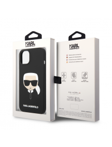 Karl Lagerfeld Flytande Silikon Karl Head-fodral till iPhone 14 Plus Svart