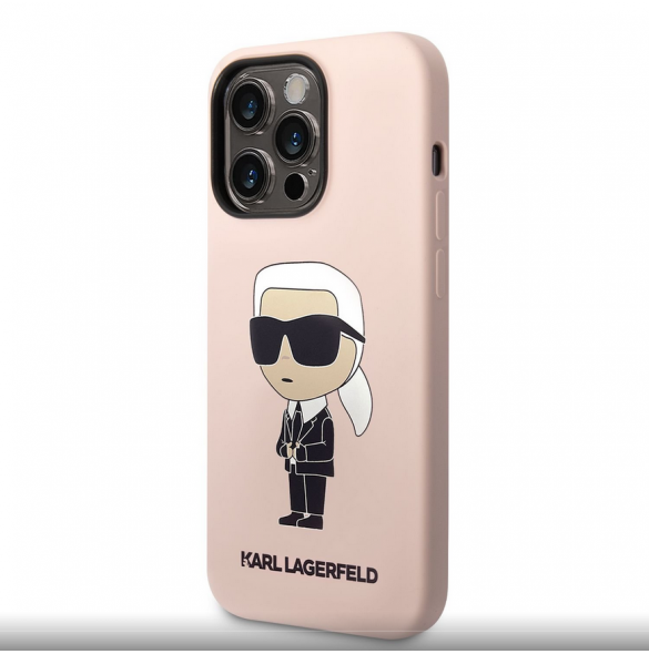 Karl Lagerfeld flytande silikon Ikonik NFT-fodral till iPhone 14 Pro Max Rosa