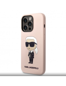 Karl Lagerfeld flytande silikon Ikonik NFT-fodral till iPhone 14 Pro Max Rosa