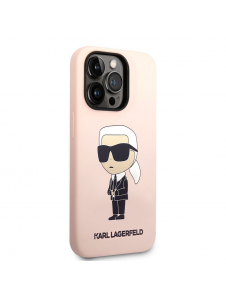 Karl Lagerfeld flytande silikon Ikonik NFT-fodral till iPhone 14 Pro Max Rosa
