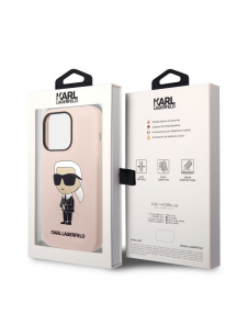 Karl Lagerfeld flytande silikon Ikonik NFT-fodral till iPhone 14 Pro Max Rosa