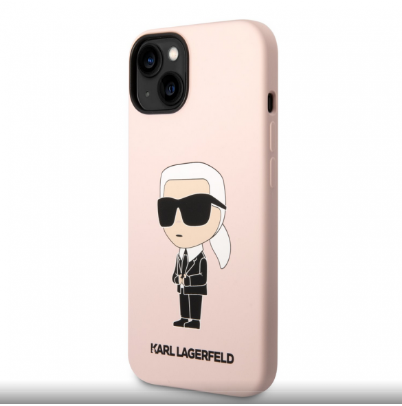 Karl Lagerfeld flytande silikon Ikonik NFT-fodral till iPhone 14 Plus Rosa