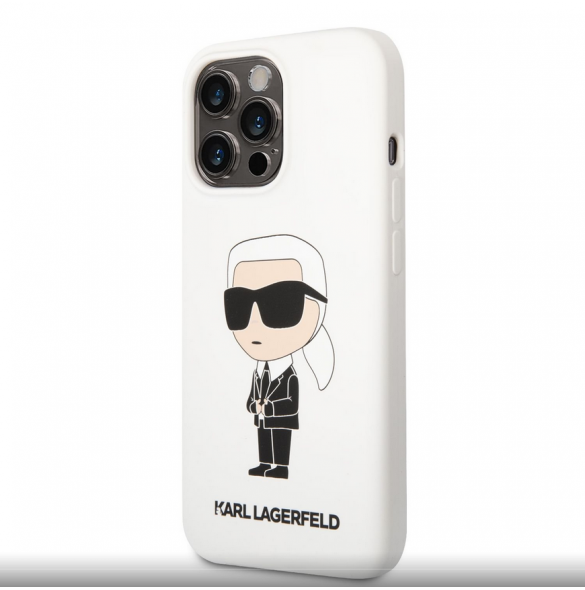 Karl Lagerfeld flytande silikon Ikonik NFT-fodral till iPhone 13 Pro Vit