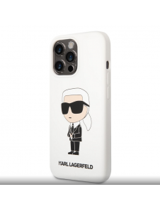 Karl Lagerfeld flytande silikon Ikonik NFT-fodral till iPhone 13 Pro Vit