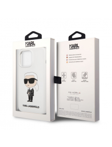 Karl Lagerfeld flytande silikon Ikonik NFT-fodral till iPhone 13 Pro Vit