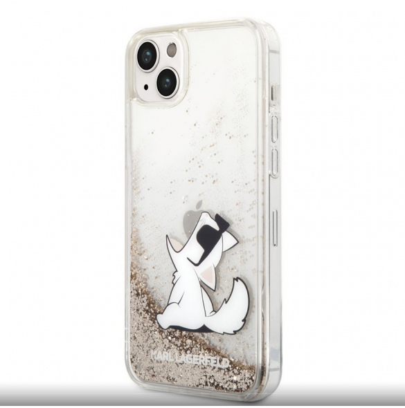 Karl Lagerfeld Liquid Glitter Choupette Eat-fodral till iPhone 14 Plus Gold