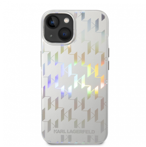 Karl Lagerfeld Iridescent Monogram Case för iPhone 14 Plus Silver