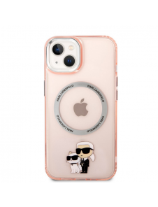 Karl Lagerfeld IML Karl och Choupette NFT MagSafe Fodral för iPhone 14 Plus Rosa