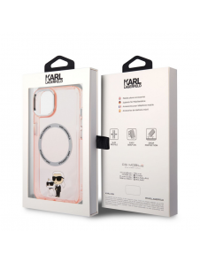 Karl Lagerfeld IML Karl och Choupette NFT MagSafe Fodral för iPhone 14 Plus Rosa