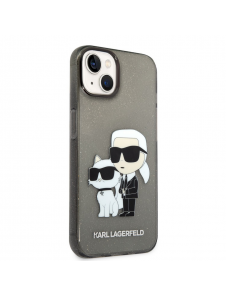 Karl Lagerfeld IML Glitter Karl och Choupette NFT-fodral till iPhone 14 Plus Svart