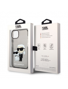 Karl Lagerfeld IML Glitter Karl och Choupette NFT-fodral till iPhone 14 Plus Svart